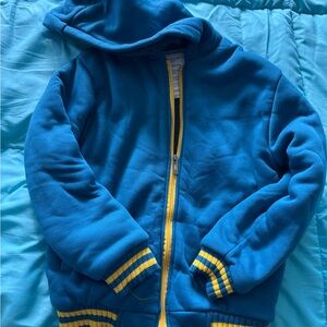 Kids Blue Hoodie with Yellow Stripes